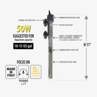 Sicce SCUBA Preset Submersible Heaters (Preset to 77 Degrees F)